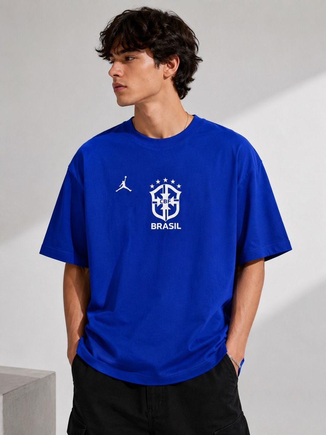 Camiseta Oversized Suedine Brasil Heritage Azul — foto 2